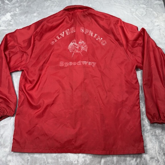 Holloway XL Windbreaker Jacket Mens Red Silver Spring Speedway Vintage Racing - Picture 2 of 12